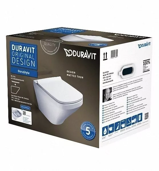 Унитаз подвесной с сиденьем DURAVIT DuraStyle Rimless SET 45510900A1. Фото