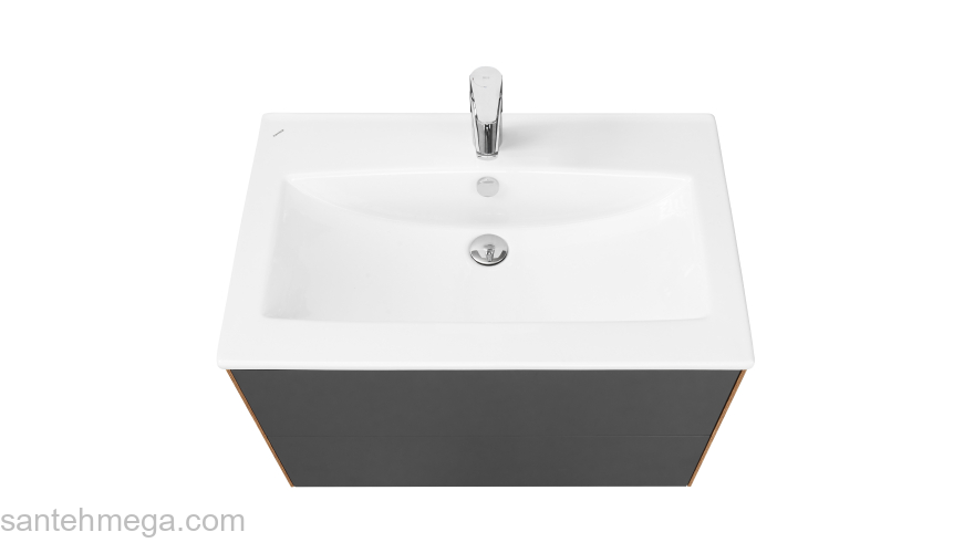 Тумба под раковину подвесная AQUATON Сохо 75 Графит Софт/Дуб Веллингтон 1A258101AJA00. Фото