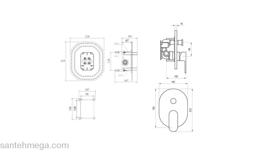 Смеситель встроенный RAVAK Chrome X070056. Фото