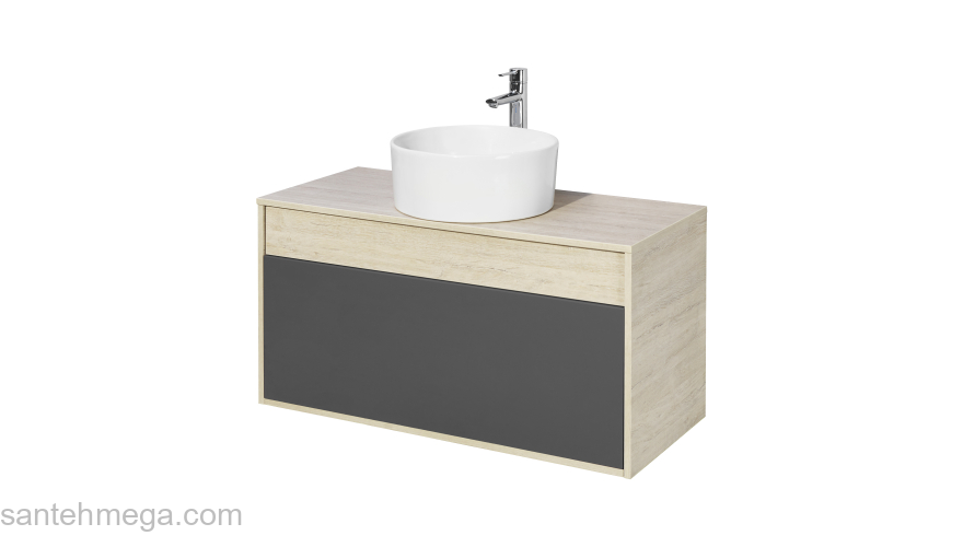 Тумба под раковину подвесная AQUATON Лофт Урбан 100 Дуб Орегон/Серый Графит 1A247701LQX60. Фото