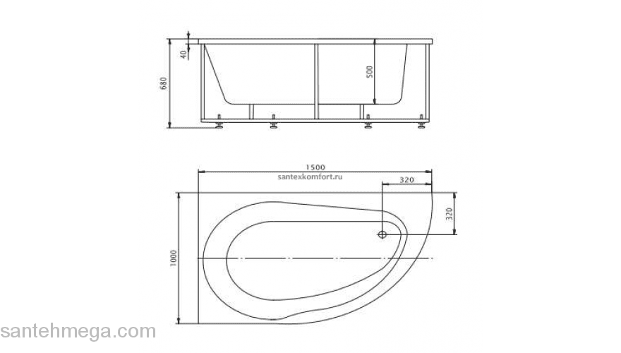 Ванна АКВАТЕК Вирго 150х100 без гидромассажа. Фото
