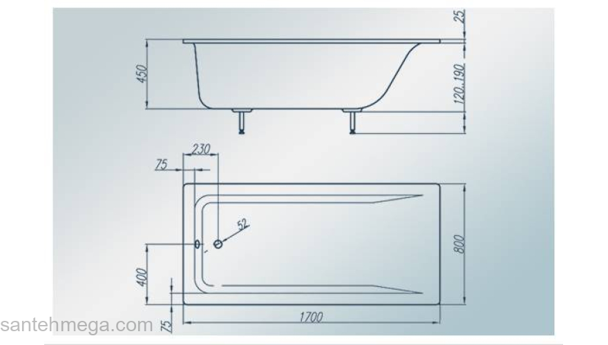Ванна CASTONE Надежда 170х70. Фото