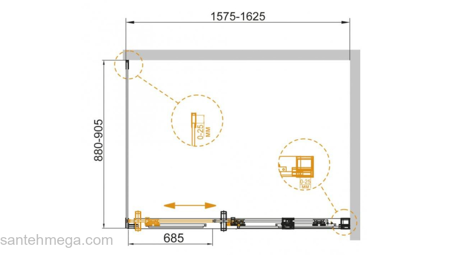 Душевой угол CEZARES Duet-Soft DUET SOFT-AH-1-160/90-C-Cr. Фото