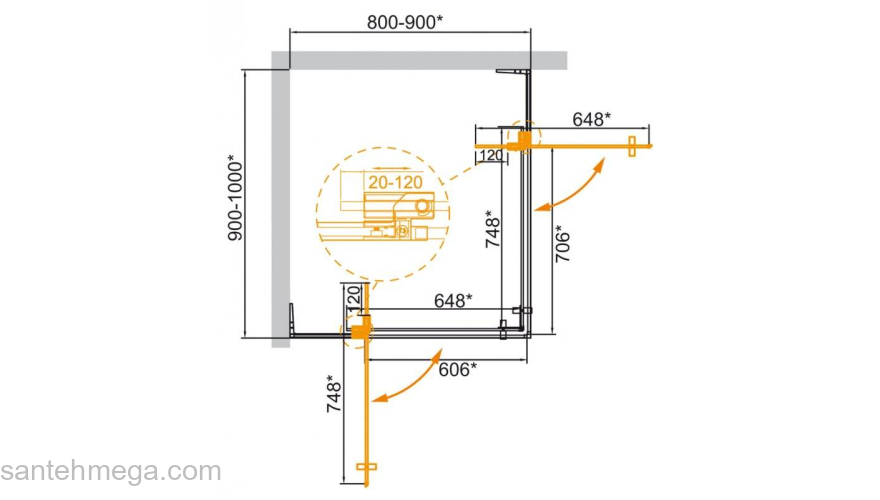 Душевой угол CEZARES Slider SLIDER-AH-2-80/90-90/100-C-Cr. Фото