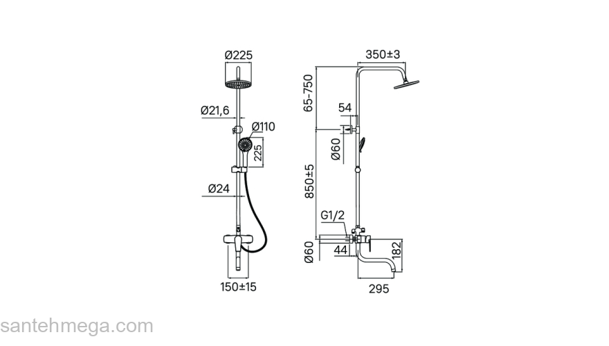 Смеситель с верхним душем и изливом 001 IDDIS 001SB3Fi06. Фото