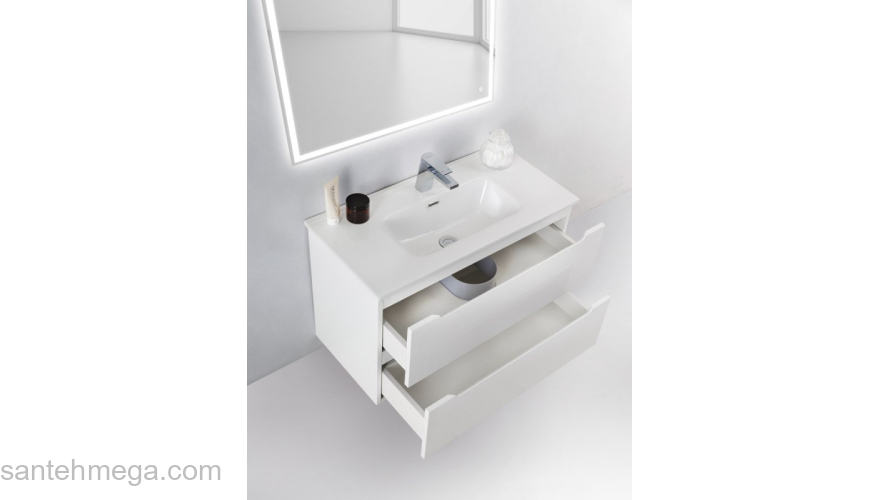 Тумба под раковину подвесная BELBAGNO ETNA39-800/390-2C-SO-BL-P Bianco Lucido. Фото