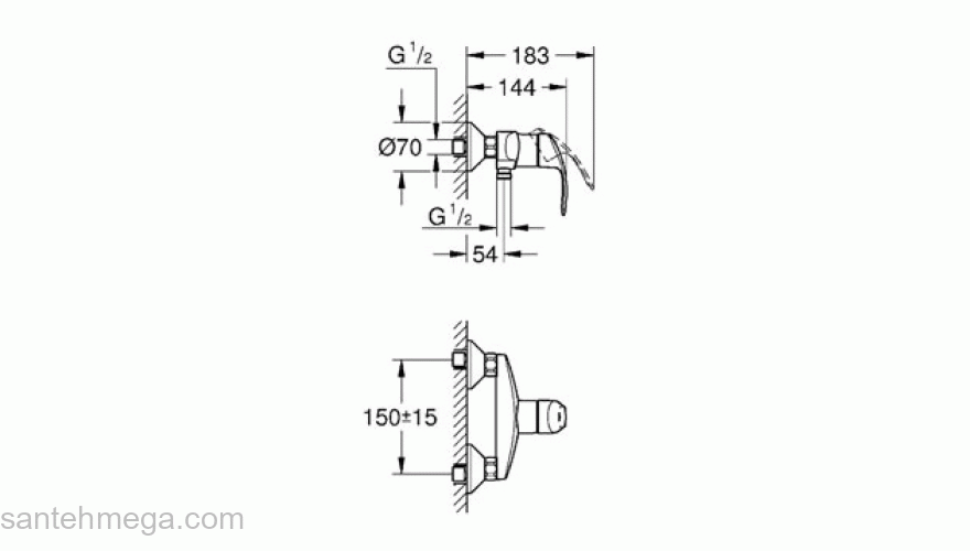 Смеситель для душа GROHE Eurosmart 33555002. Фото