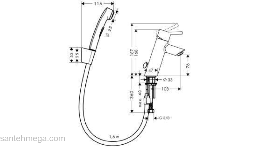 Смеситель для раковины HANSGROHE Tails S2 32140000. Фото