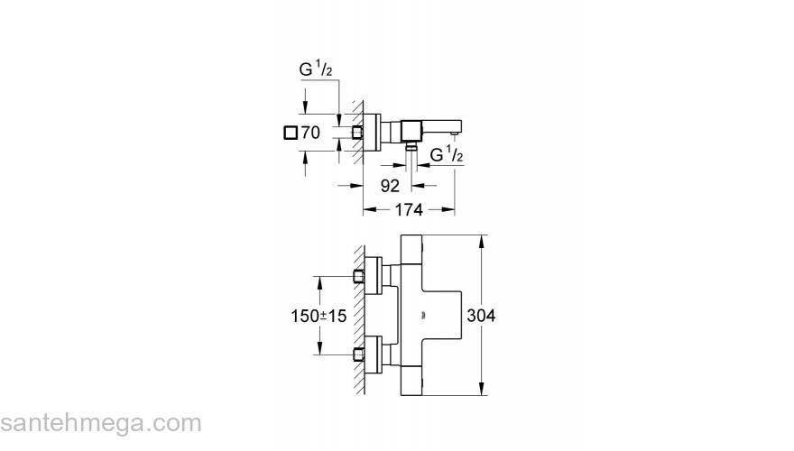 Термостатический смеситель для ванны GROHE Grohtherm Cube 34497000. Фото