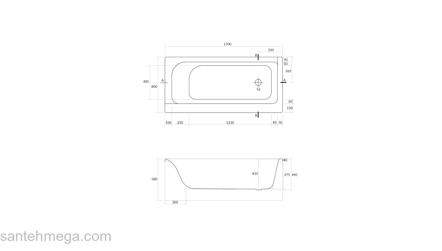 CERSANIT Акриловая ванна SMART 170 правая WP-SMART*170-R. Фото