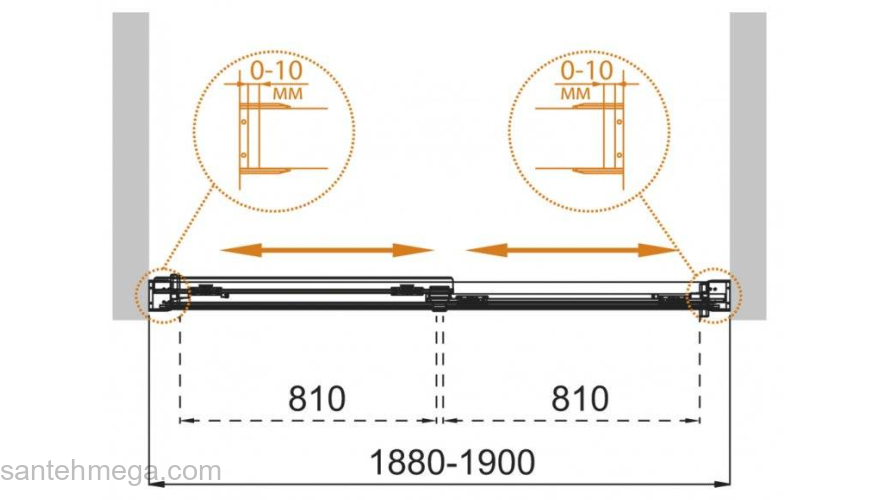Шторка на ванну CEZARES Tandem Soft TANDEM-SOFT-VF-2-190/145-C-Cr-IV. Фото