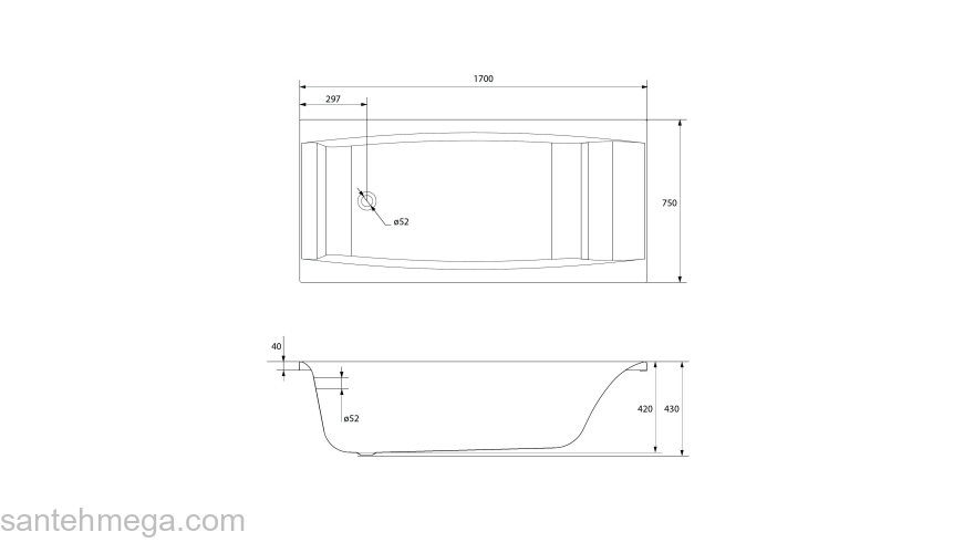 CERSANIT Панель для акриловых ванн VIRGO 170 PA-VIRGO*170. Фото