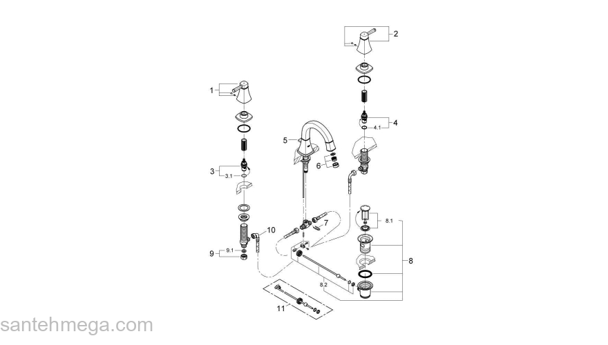 Смеситель для раковины GROHE Grandera 20417000. Фото