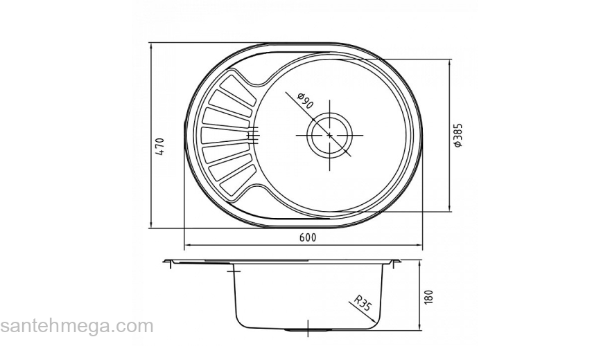 Мойка нерж. сталь шелк 600*470 Suno S IDDIS SUN60SDi77. Фото