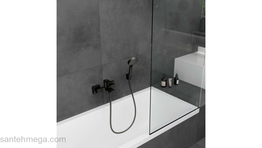 Смеситель для ванны однорычажный Hansgrohe Vernis Shape ВМ 71450670 черный. Фото