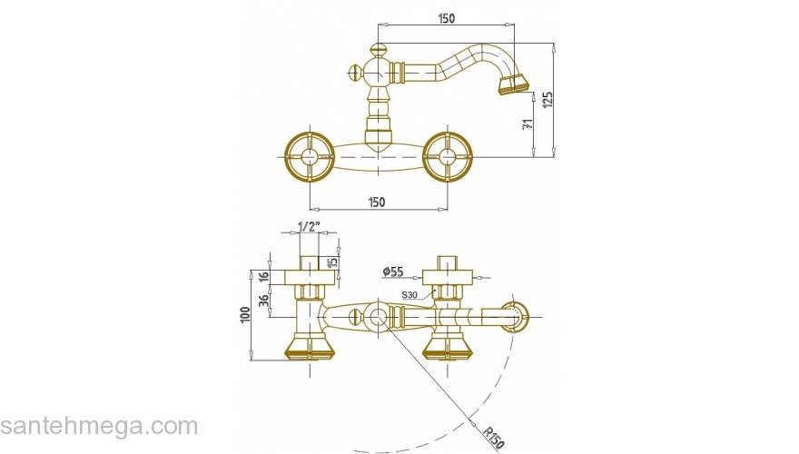 Смеситель для раковины BRONZE DE LUXE 10116. Фото