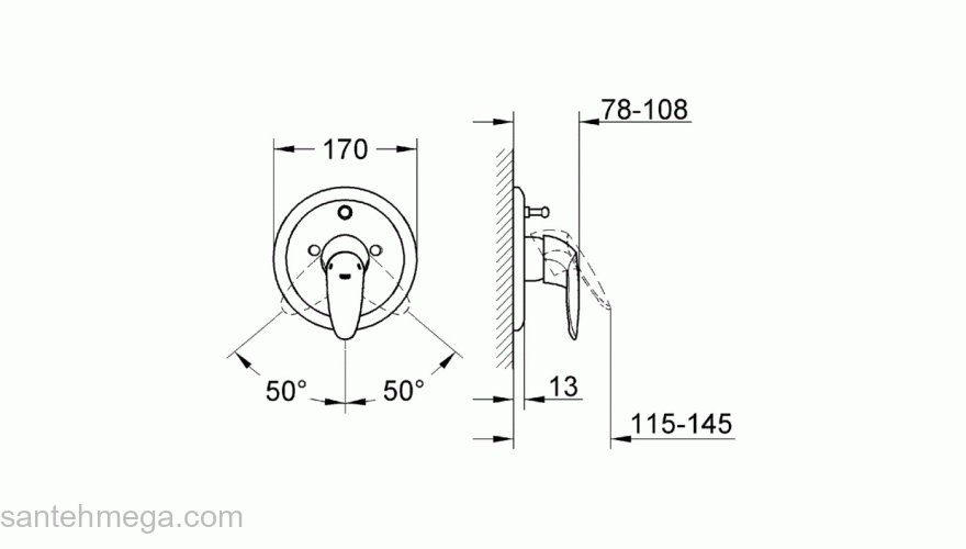 Смеситель для душа GROHE Eurodisc 19548LS2 (внешняя часть). Фото