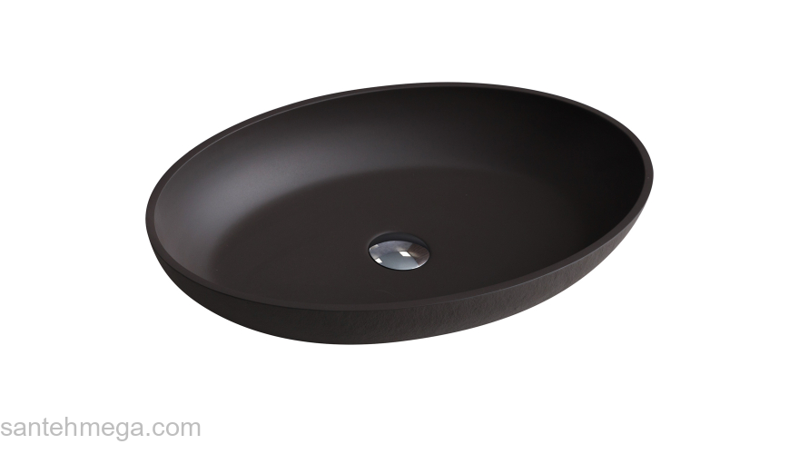 Раковина ACQUABELLA COLEZZIONI 58х38 LAVABO_ON-TOP_OVAL_SLATE_NEGRO. Фото