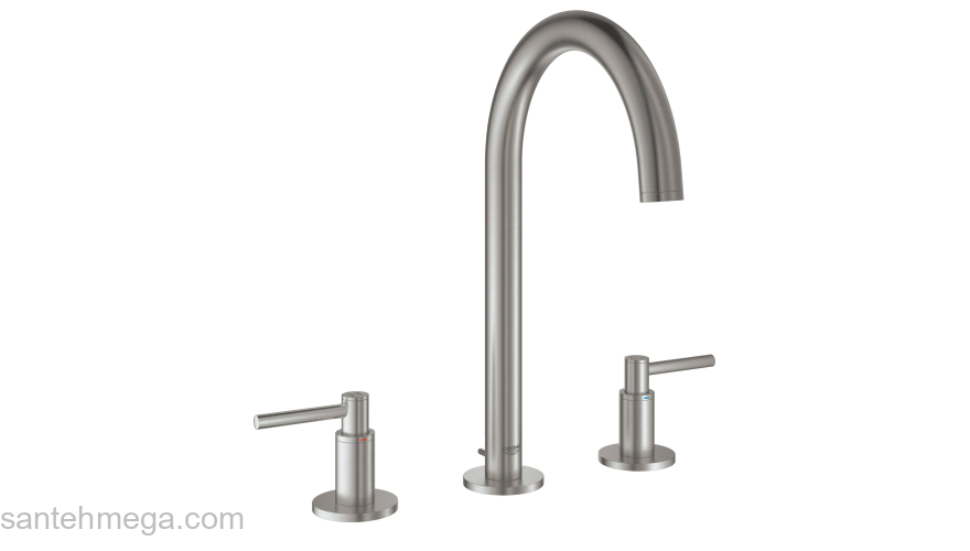 GROHE 20009DC3 Atrio New Смеситель двухвентильный для раковины на 3 отверстия, монтаж на бортик, размер M, СуперСталь. Фото