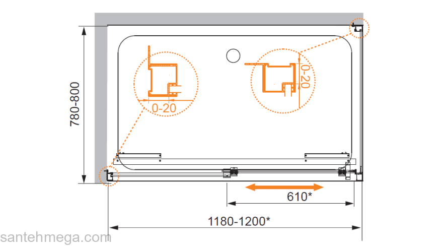 Душевой угол CEZARES Lux-Soft LUX-SOFT-W-AH-1-120/80-C-Cr-IV. Фото