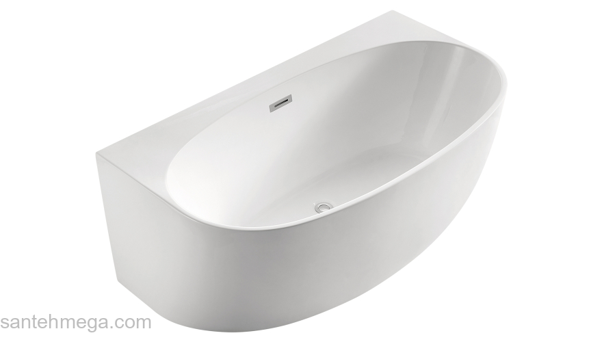 Ванна акриловая Azario Cambridge 1800X880X580, пристенная, в комплекте с сифоном и металлической рамой. Фото