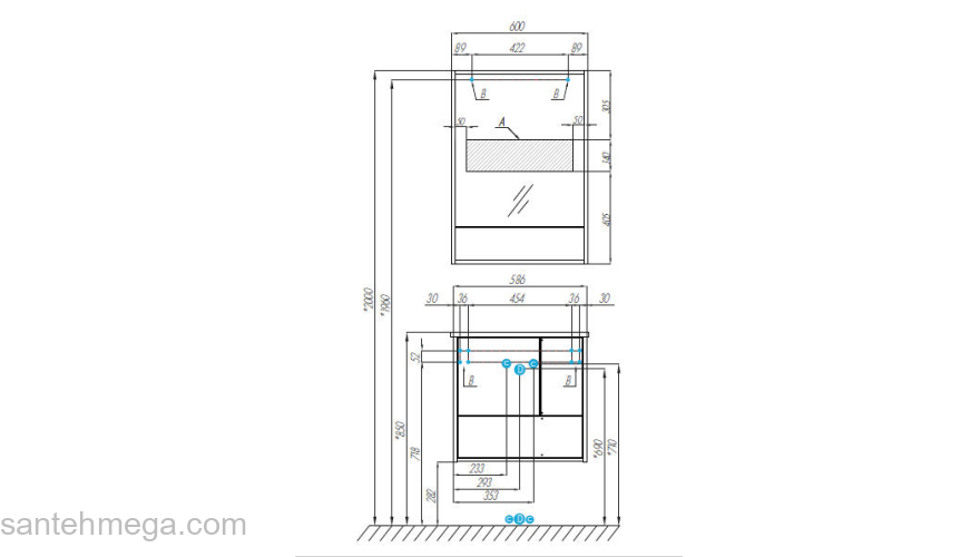 Тумба под раковину подвесная AQUATON Ривьера 60 Белый Матовый 1A238801RVX20. Фото