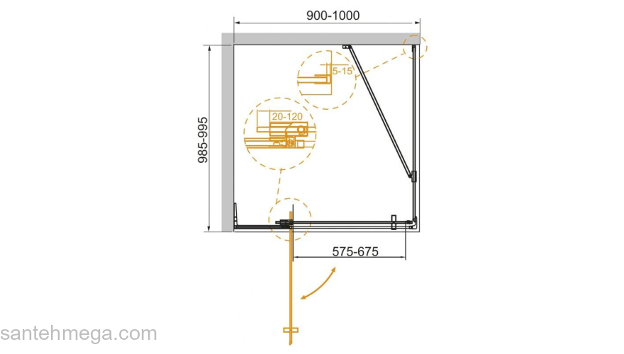 Душевой угол CEZARES Slider SLIDER-AH-1-100-90/100-GRIGIO-Cr. Фото