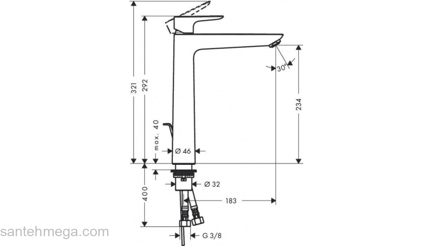 Смеситель для раковины Hansgrohe Talis E 71716990. Фото