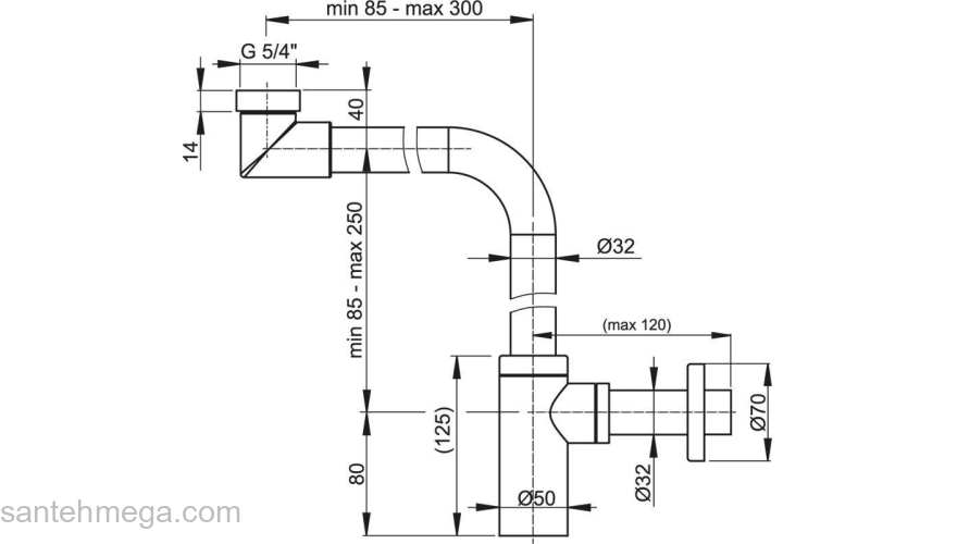 Сифон для умывальника ALCAPLAST A403. Фото