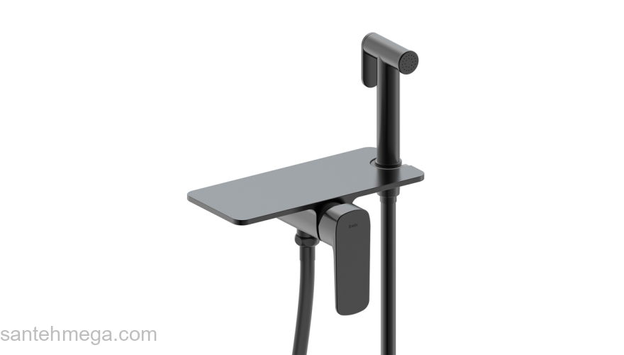 Встраиваемый смеситель с гигиеническим душем полка черный Axes IDDIS AXEBLSHi08. Фото