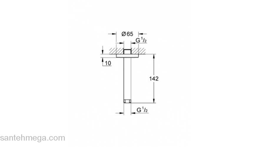 Потолочный душевой кронштейн GROHE Rainshower 28724000. Фото