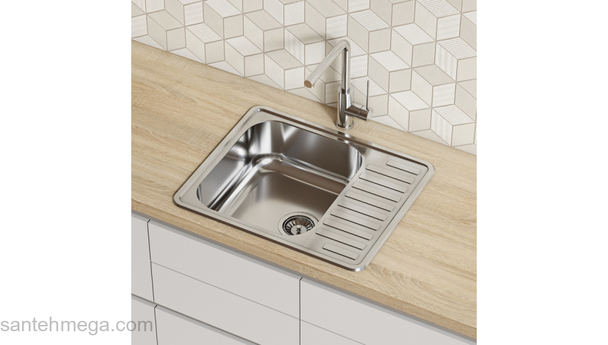 Мойка с сифоном арт. S11UPS0i84 нерж. сталь полир. 585*485 Strit S IDDIS STR58PDi77S. Фото