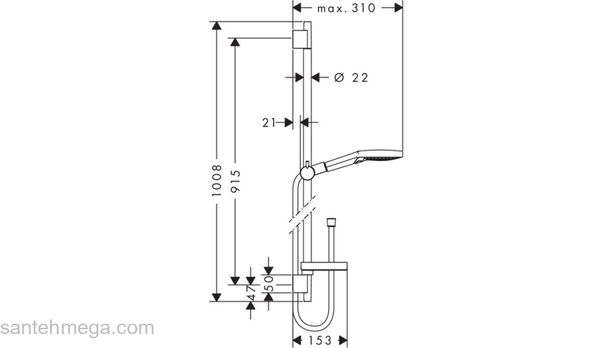 Душевой гарнитур Hansgrohe Raindance Select S 3jet 90см 27667000. Фото