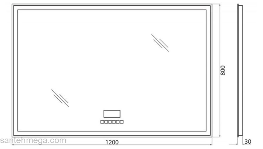 Зеркало с встроенным светильником, сенсорным выключателем, bluetooth, цифровым термометром, радио BELBAGNO SPC-GRT-1200-800-LED-TCH-RAD. Фото