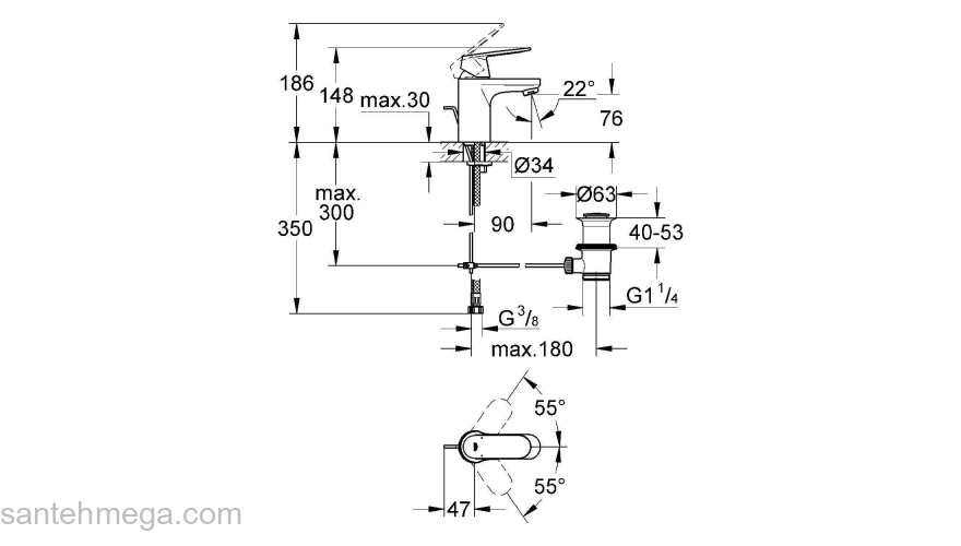 Смеситель для раковины Grohe Eurosmart Cosmopolitan 32825000. Фото