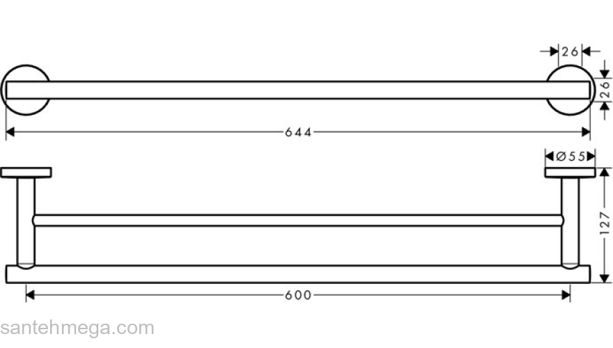 Двойной держатель для банных полотенец Hansgrohe Logis Universal 41712000 для ванной комнаты. Фото