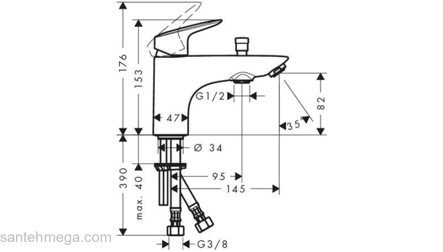 Смеситель для ванны Hansgrohe Logis 71312000. Фото