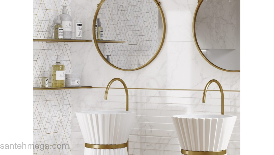 CERSANIT 15925 Вставка Calacatta 298х598 шеврон белый