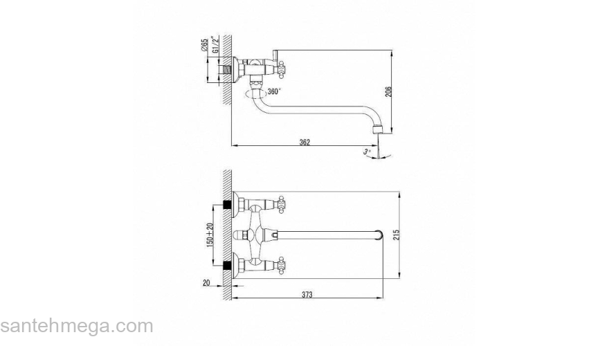 Смеситель для ванны с длинным изливом с керамическим дивертором  Victoria Milardo VICSBLCM10. Фото
