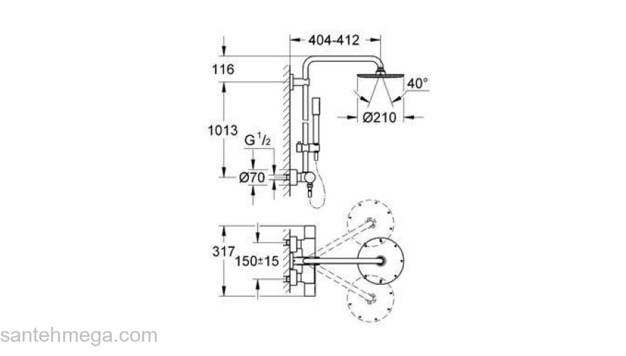 Душевая система GROHE Rainshower System 27418000. Фото