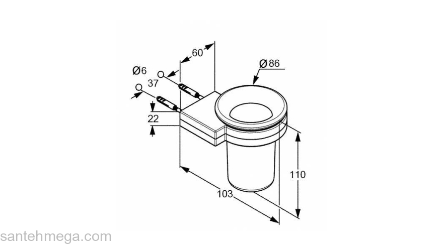 Стакан с держателем KLUDI A-Xes 4897505 для ванной комнаты. Фото
