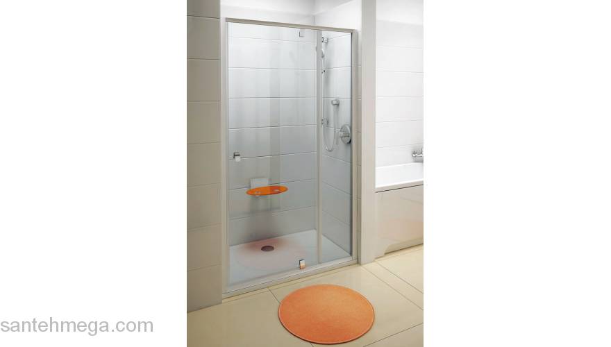 Душевая дверь двухэлементная RAVAK Pivot PDOP2-100 (сатин+транспарент) 03GA0U00Z1. Фото