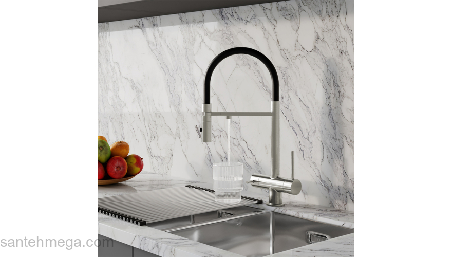 Смеситель для кухни с фильтром и гибким изливом сатин Ace IDDIS ACEBNFFi05. Фото