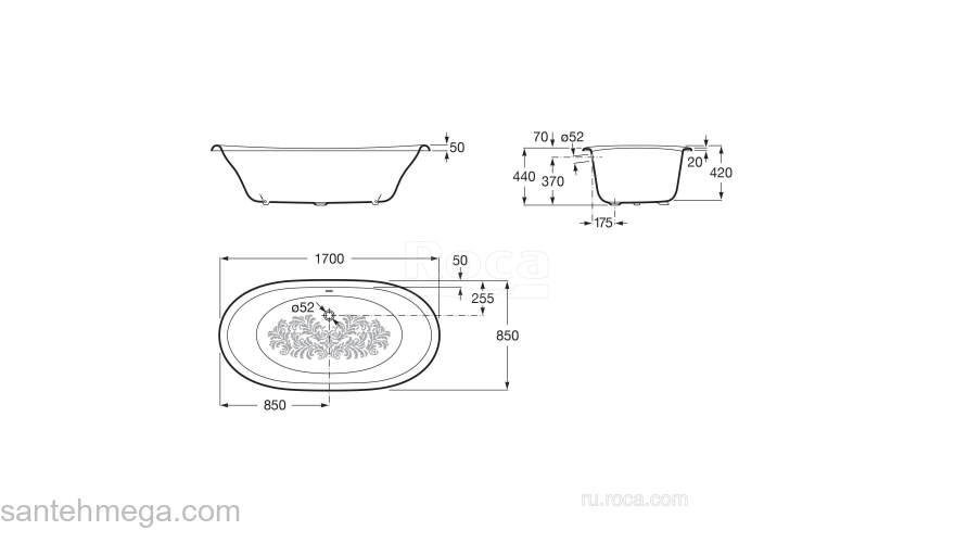 Ванна ROCA Newcast 170x85 233650002. Фото
