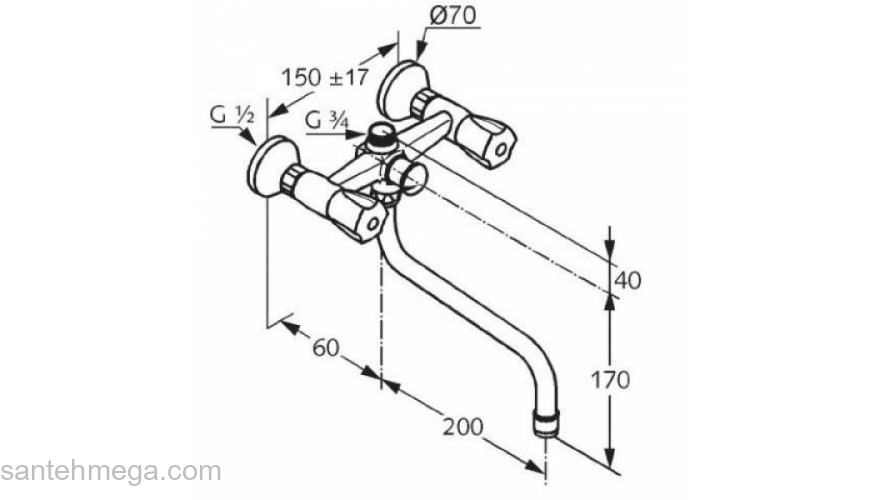 Смеситель для душа KLUDI Standard 251010515. Фото