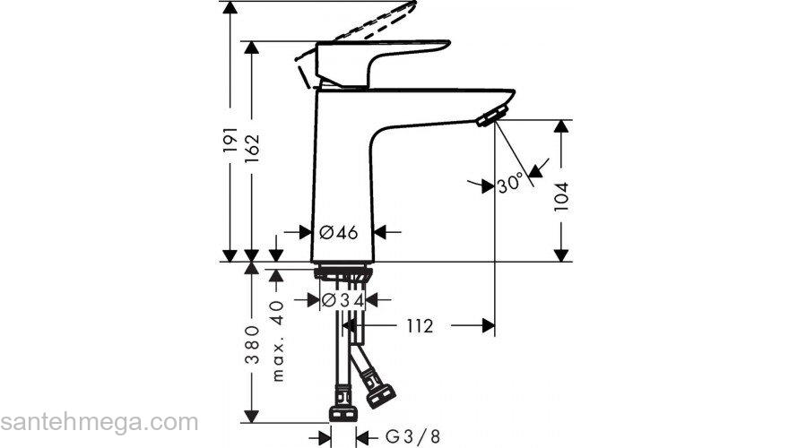 Смеситель для раковины Hansgrohe Talis E 71712670 черный матовый. Фото