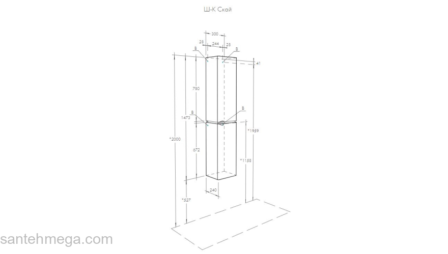 Шкаф-колонна AQUATON Скай 30 Белый Глянцевый/Серый Кашемир 1A238603SY01L левая. Фото