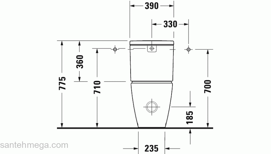 Унитаз напольный под бачок DURAVIT D-Neo Rimless 2002090000. Фото