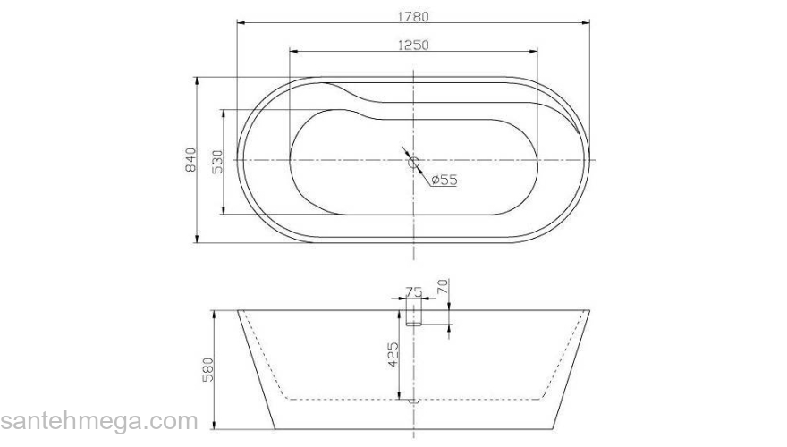 Ванна акриловая BELBAGNO BB14. Фото