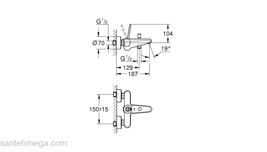 Смеситель для ванны GROHE Eurodisc Joystick 23431000. Фото